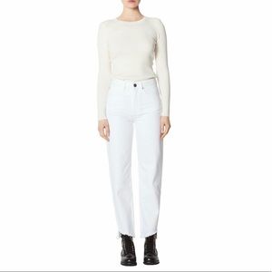 Sandro Theatre frayed step hemmed jeans in blanco/white